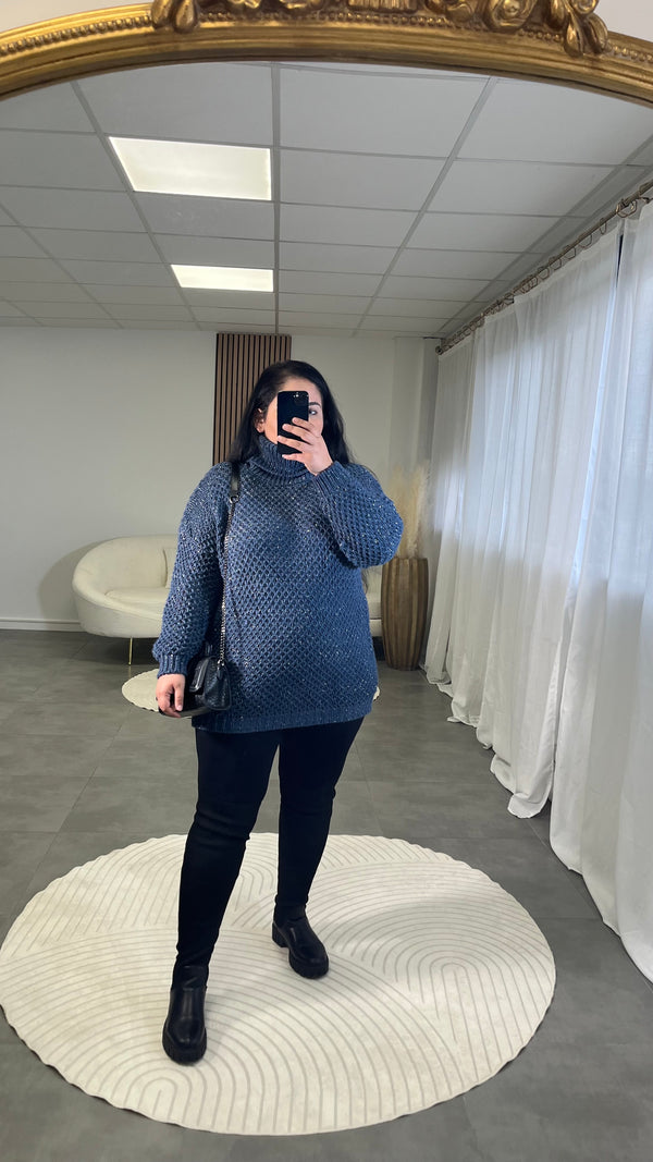 Pull en maille bleu