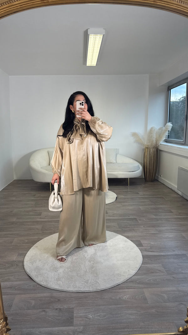 Ensemble tunique et pantalon satiné (stock limités)