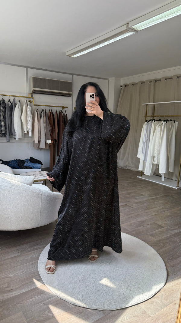 Abaya strass noir