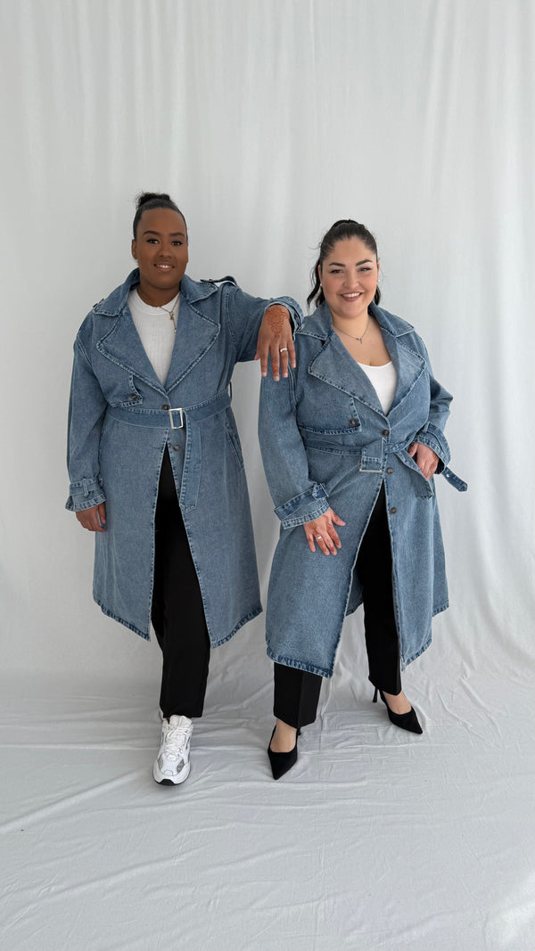 Trench en jean à ceinture