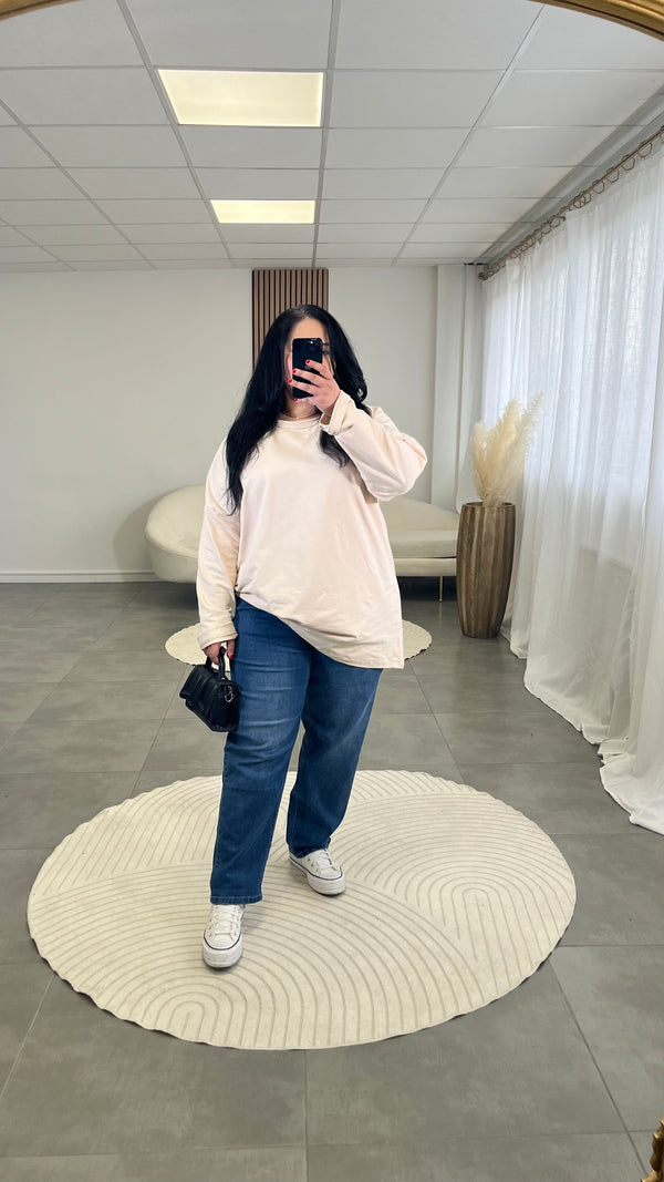 Tee shirt oversize coton beige