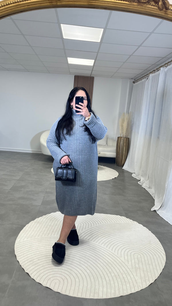 Robe pull mi longue gris