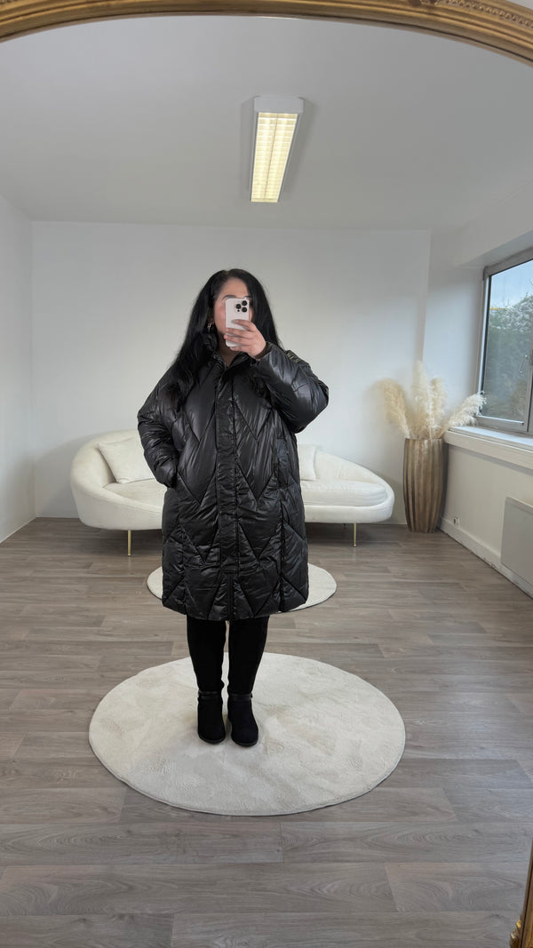 Doudoune longue avec capuche noir