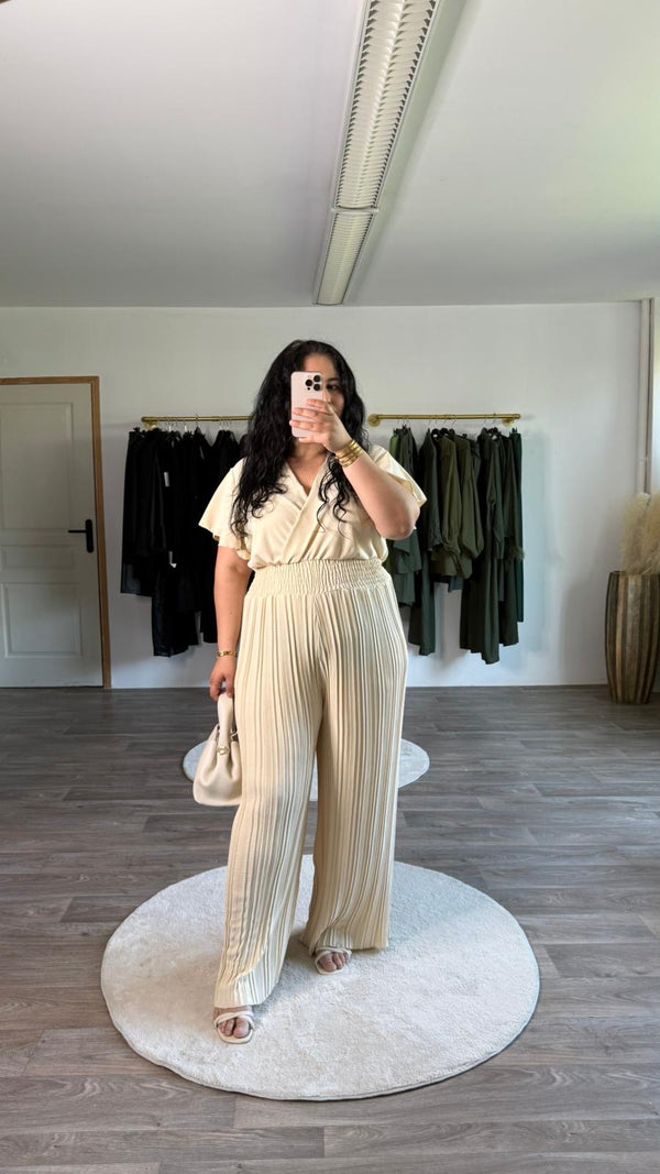 Combinaison plissé beige