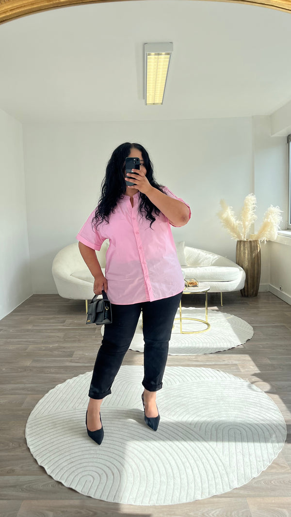Chemise sans manche rose en coton