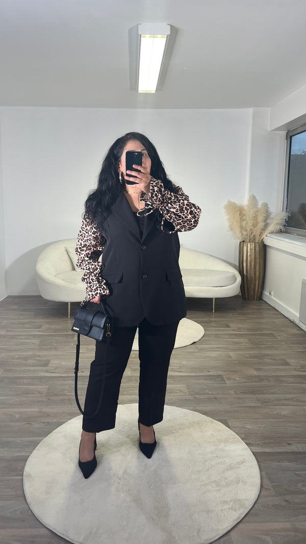 Blazer à manche leopard