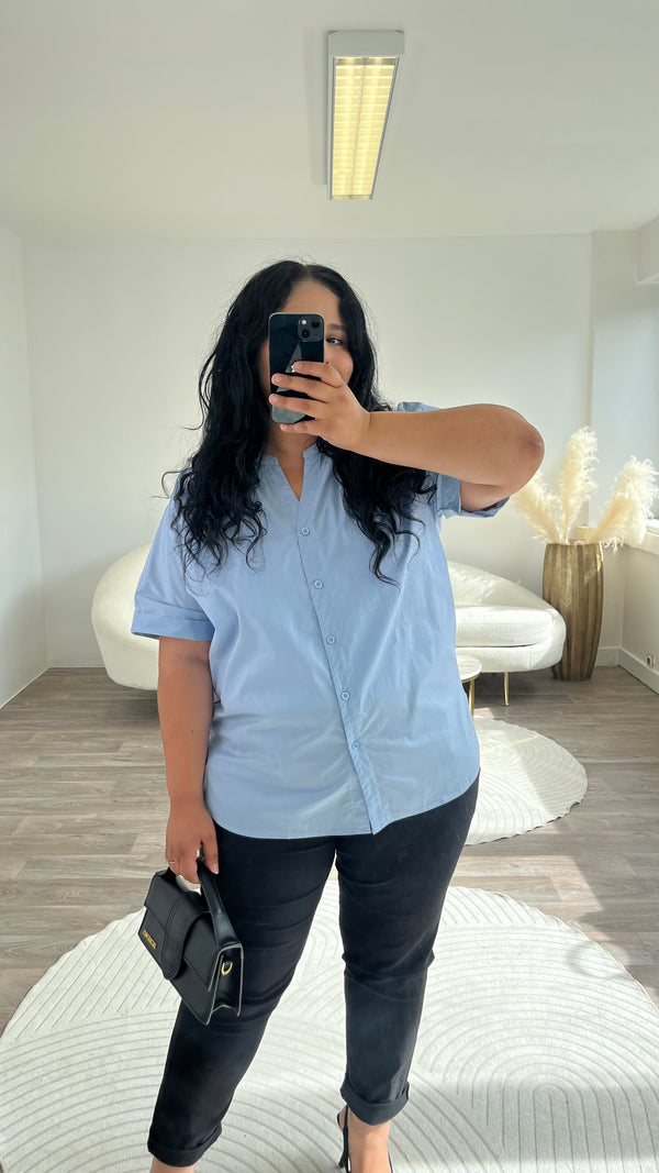Chemise sans manche bleu en coton
