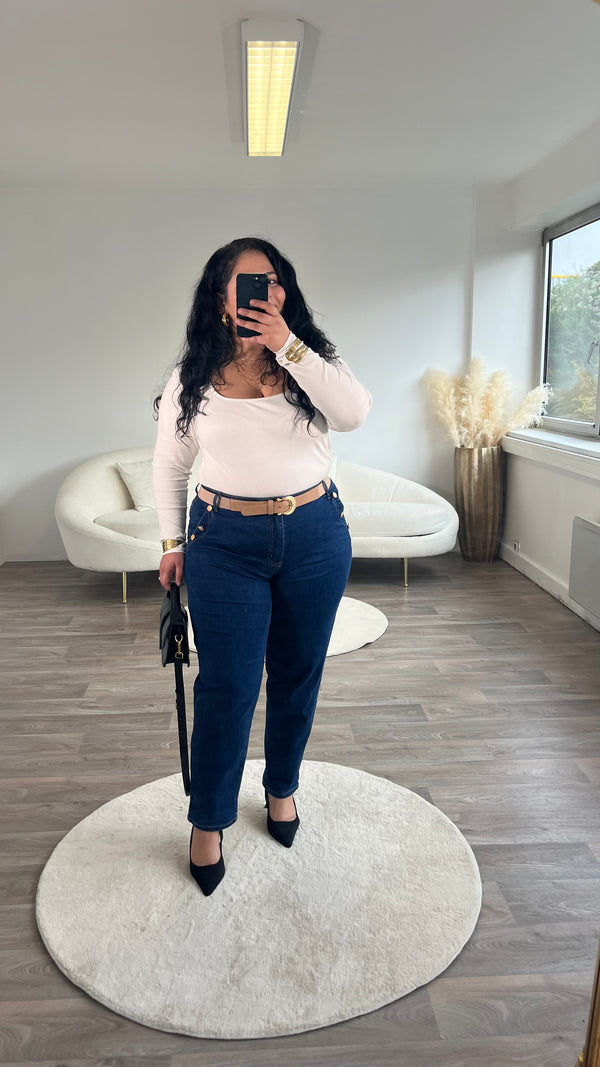 Jeans mom à boutons