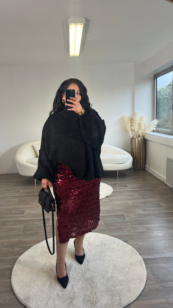 Jupe à sequins fente sur le coté