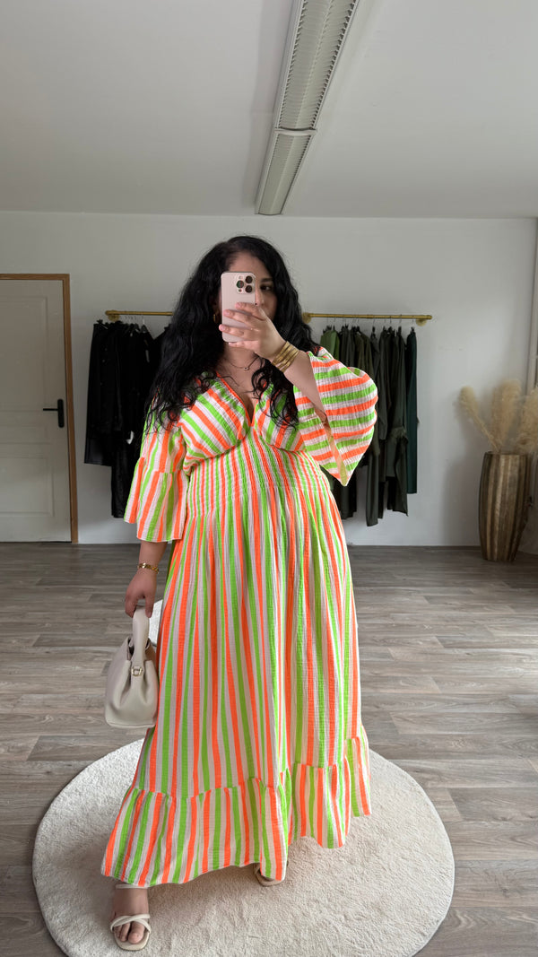 Robe a rayures en gaze de coton