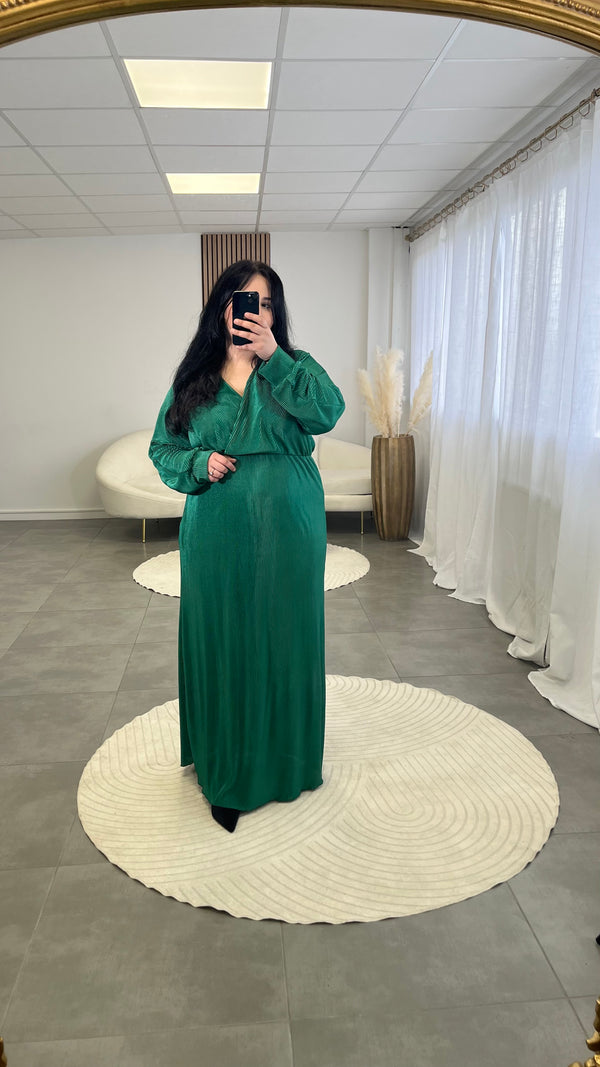 Robe plissée vert(création)
