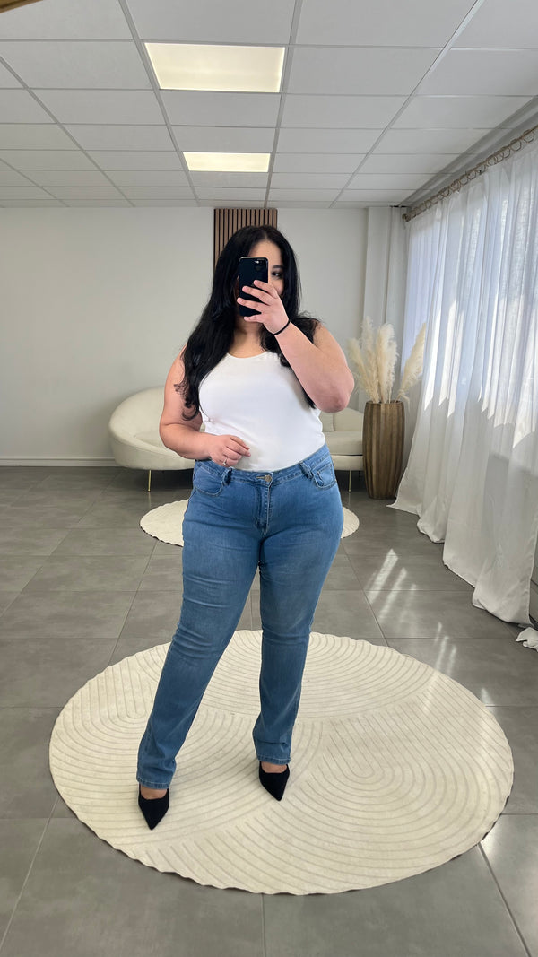 Jeans bleu droit