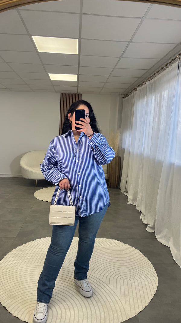Chemise à rayures bleu clair