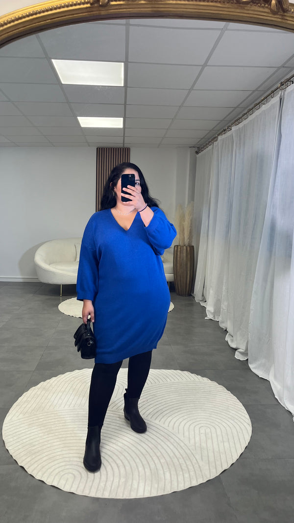Robe pull douce bleu