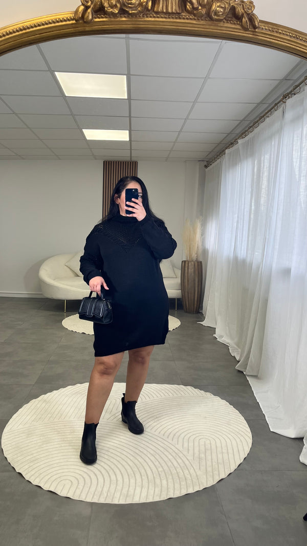 Robe pull col roulée noir