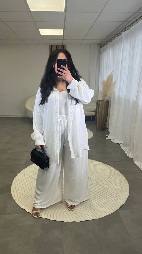 Ensemble chemise et pantalon fluide blanc (création)
