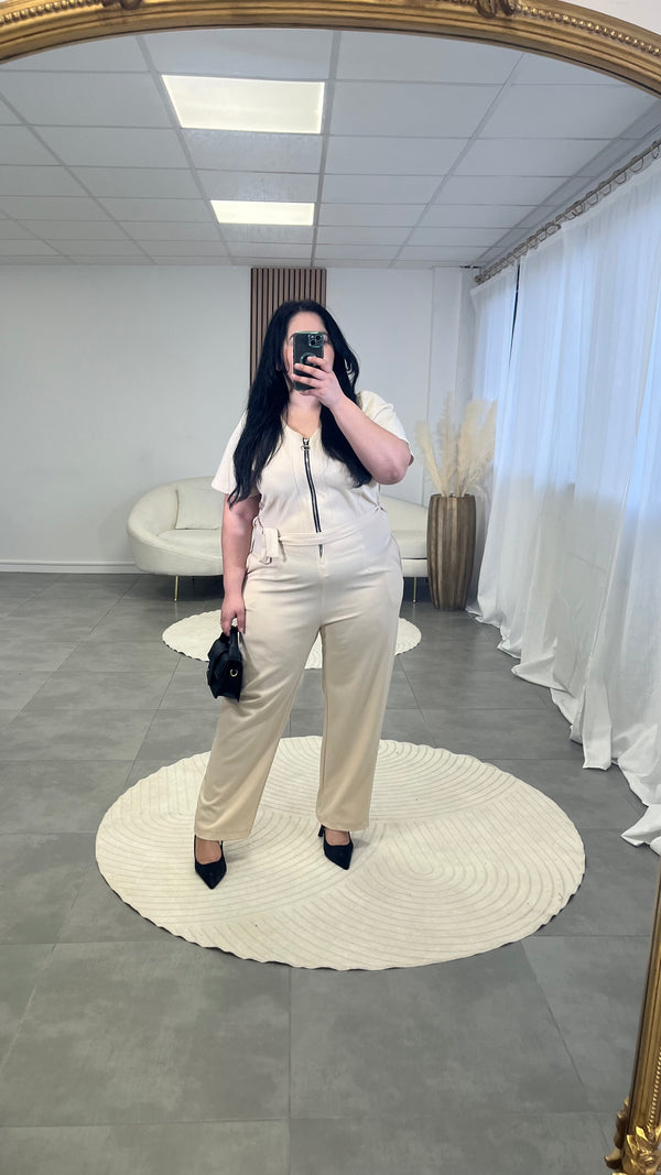 Combinaison à zip beige