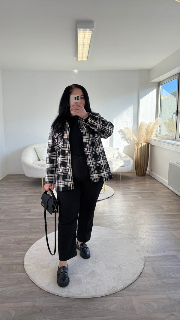 Veste tweed à motif pied de poule