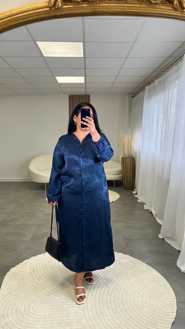 Robe satiné bleu marine