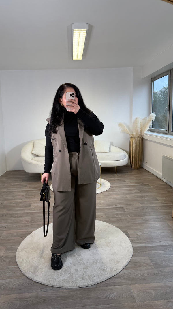 Ensemble blazer sans manche