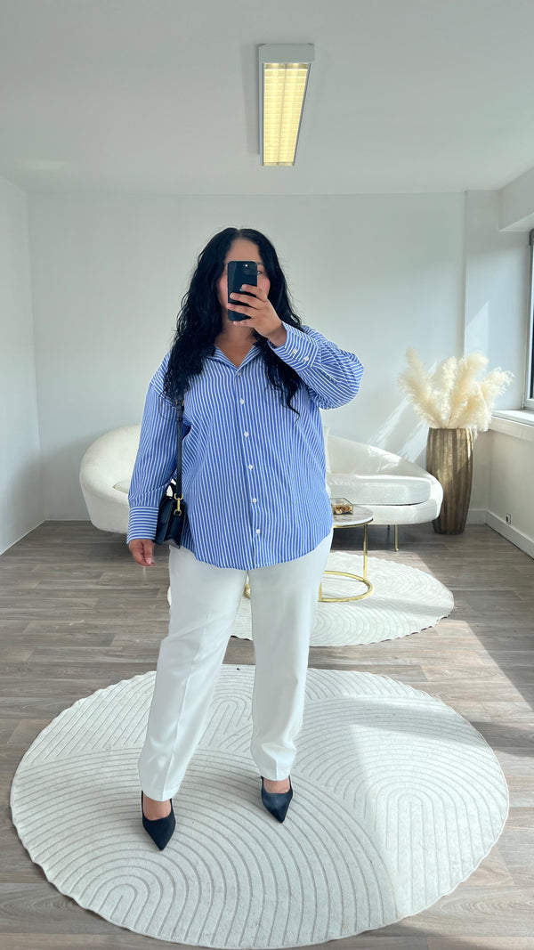 chemise bleu à rayures en coton