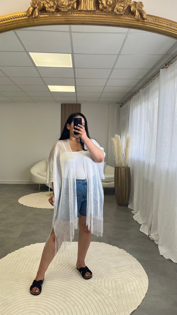 Kimono Paréo blanc à paillettes