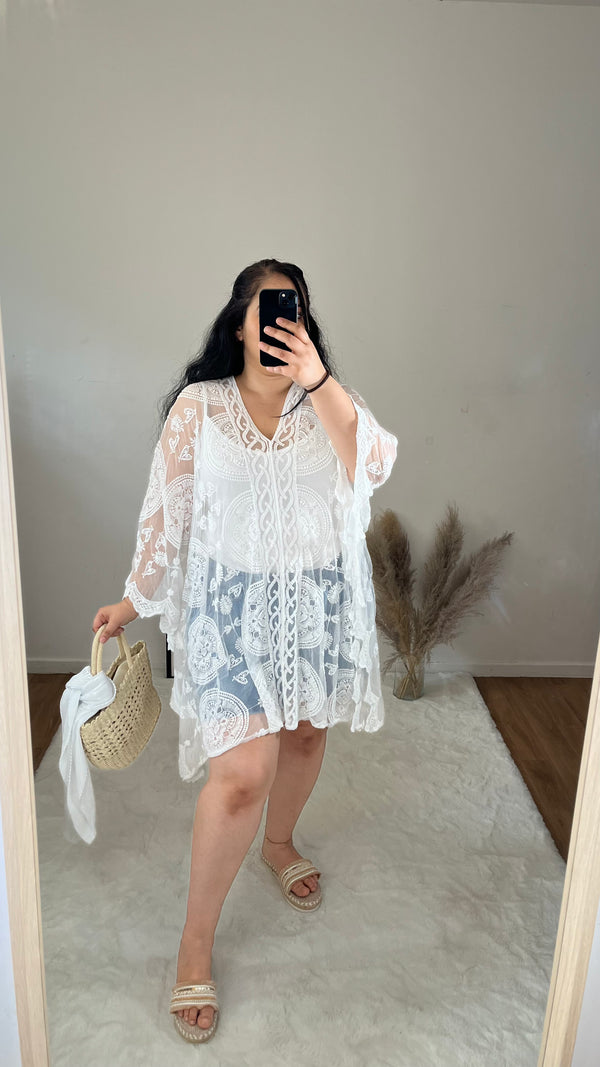 Paréo robe de plage blanc