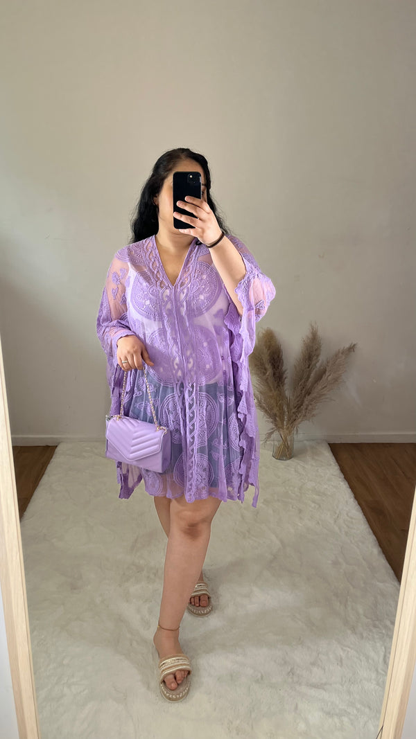 Paréo robe de plage lilas