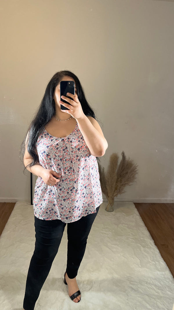 Top à fleur rose