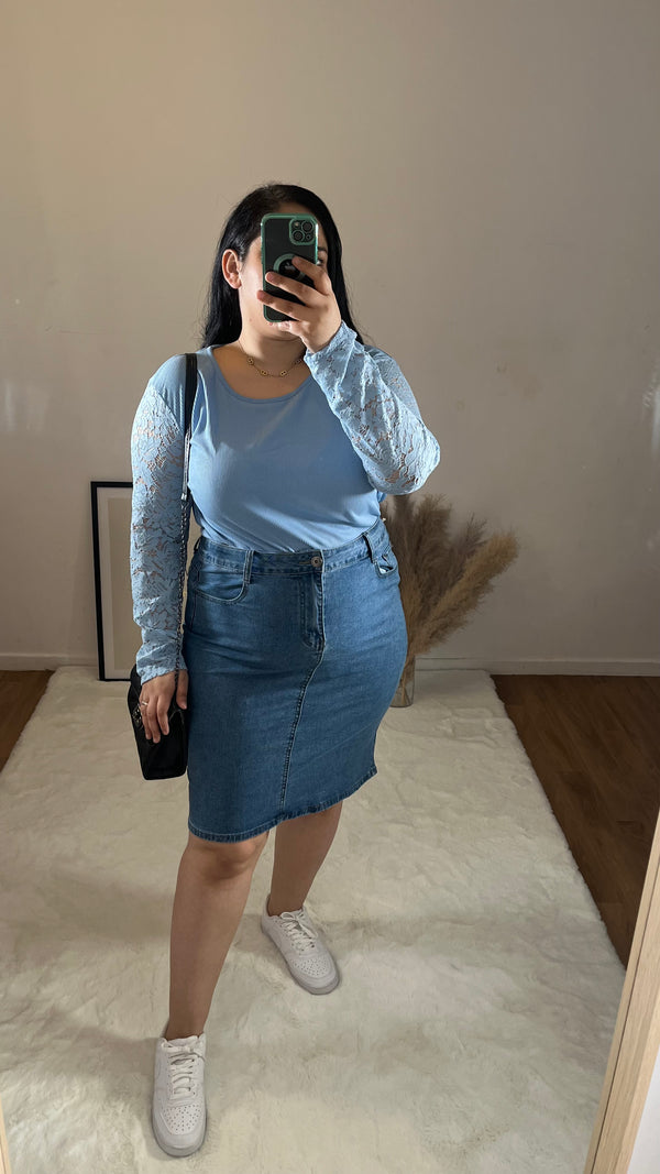 Body à dentelle bleu