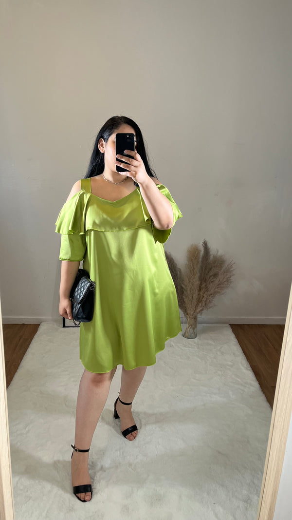 Robe Estelle satiné vert