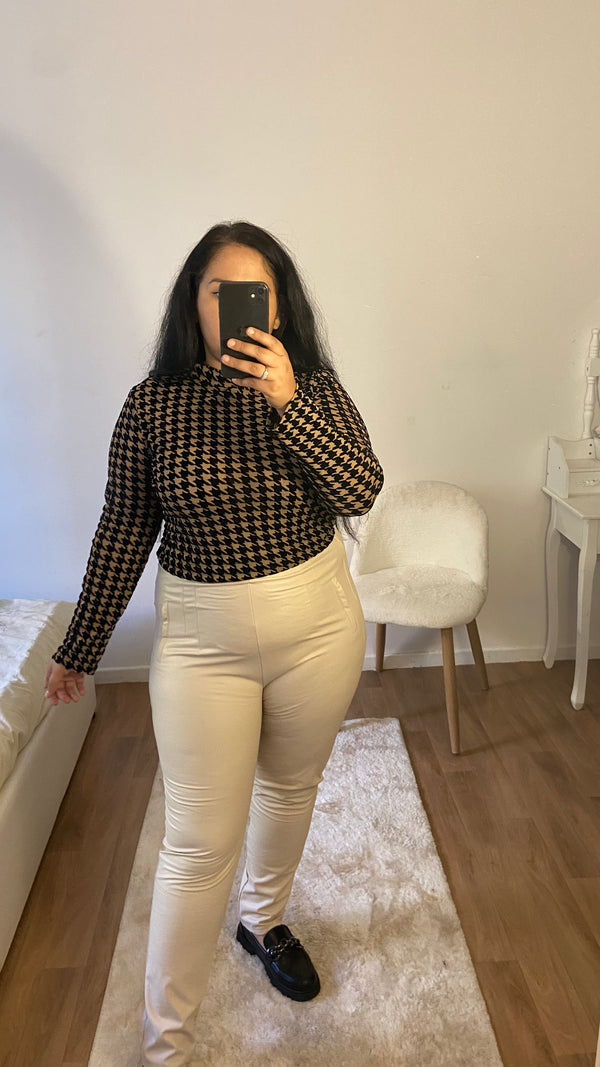 Pantalon legging simili beige