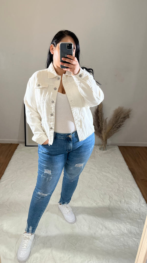 Veste en jean blanche